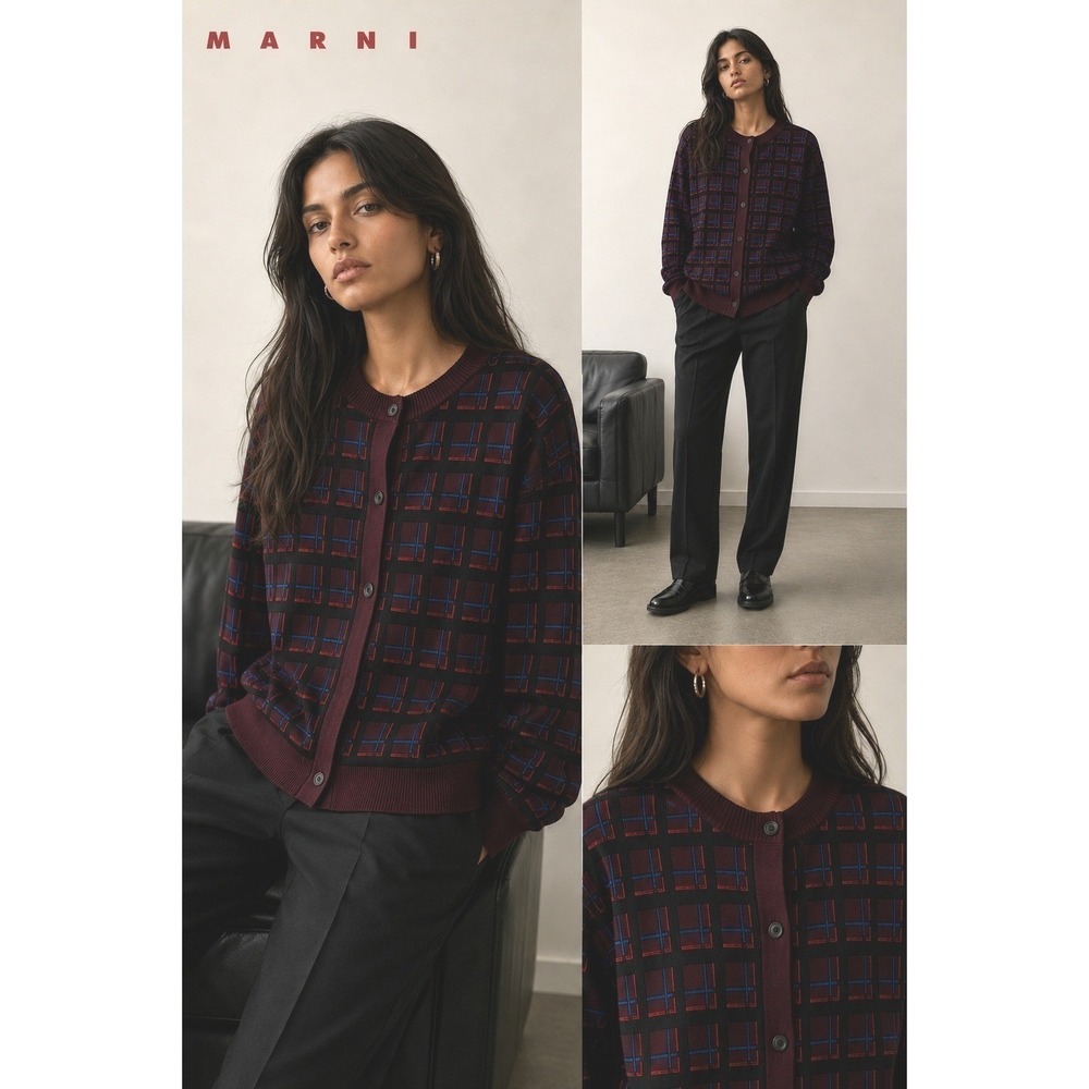 Marni Geometric Cardigan Sweater IT 42 / US 6 / M Designer Knit M